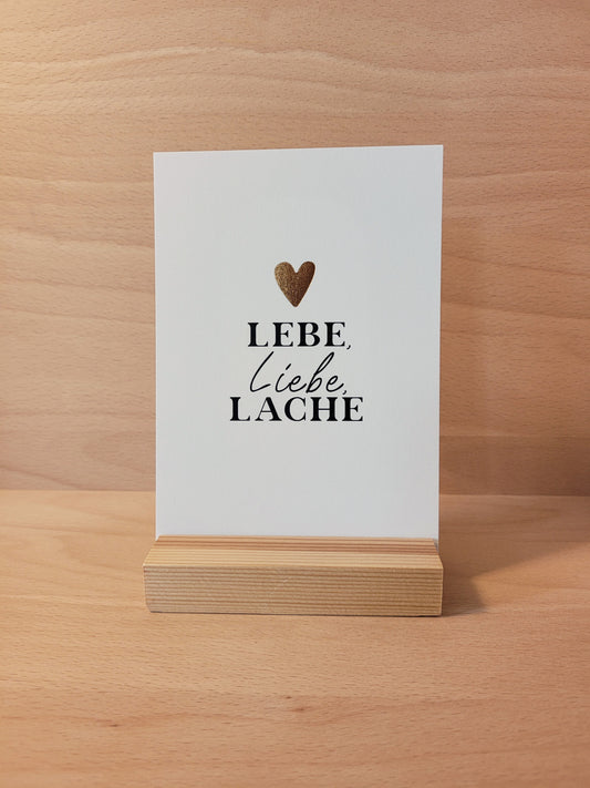 Postkarte "Lebe, Liebe, Lache" mit Kuvert im 3er Set